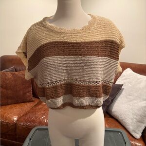 Striped Knit Cropped Sweater